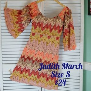 Judith March Boho Fit & Flare Dress w/Bell Sleeves
